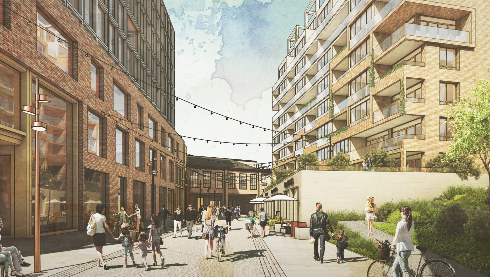 Människor och rörelse i det framtida kvarteret Verkstaden 7