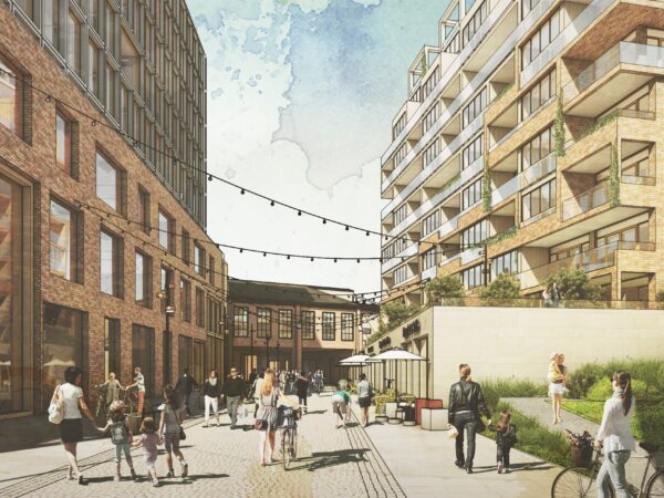 Människor och rörelse i det framtida kvarteret Verkstaden 7